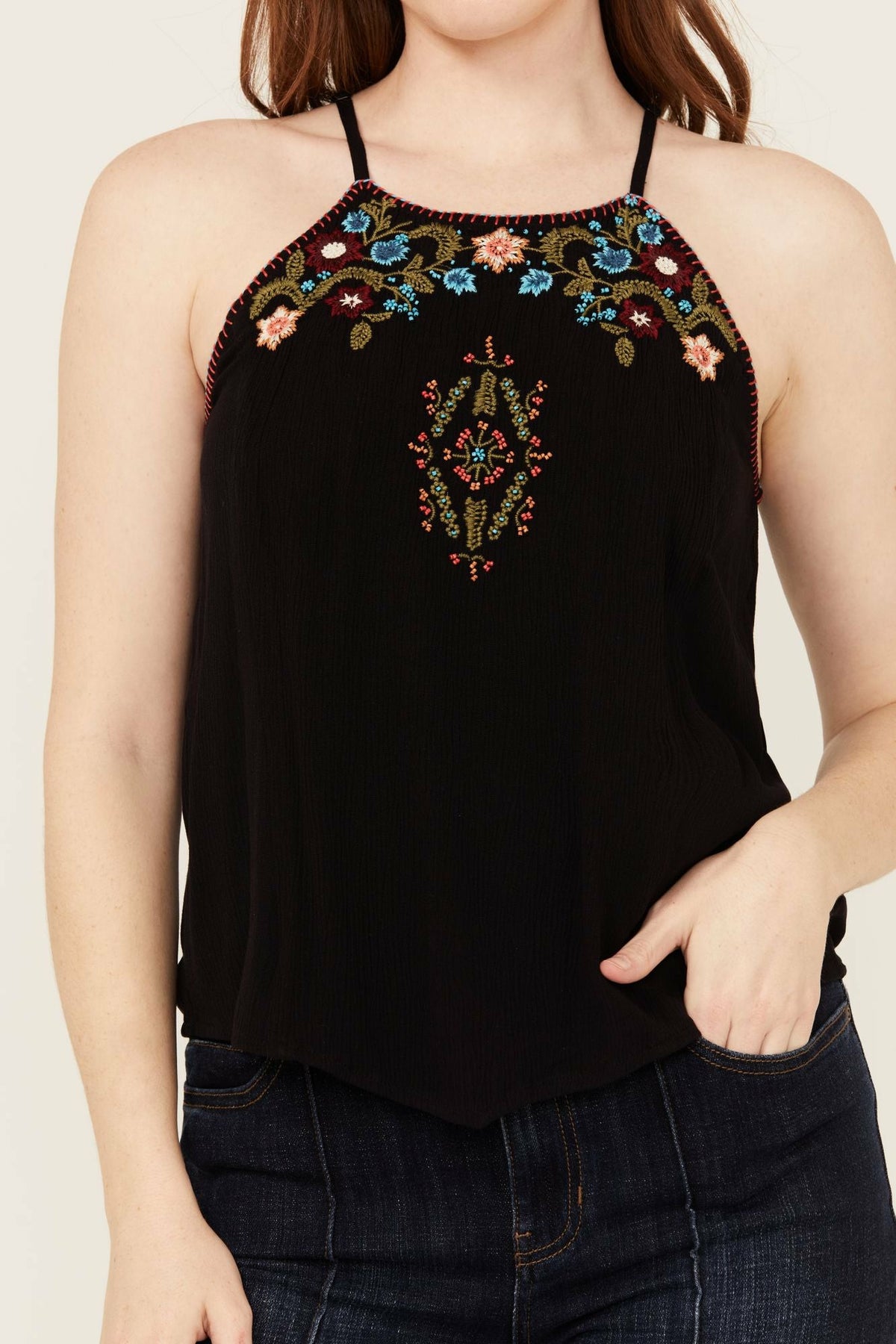 Surrey Embroidered And Beaded Halter Top