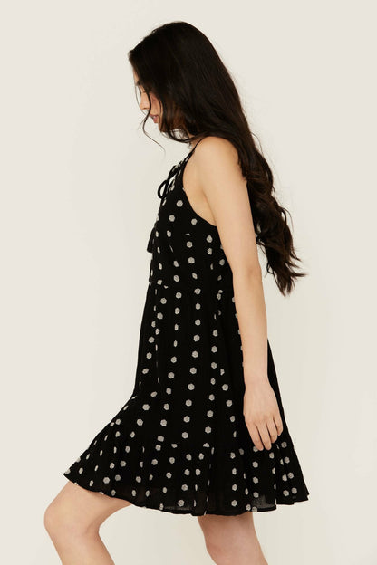 Zelida Embroidered Halter Neck Mini Dress