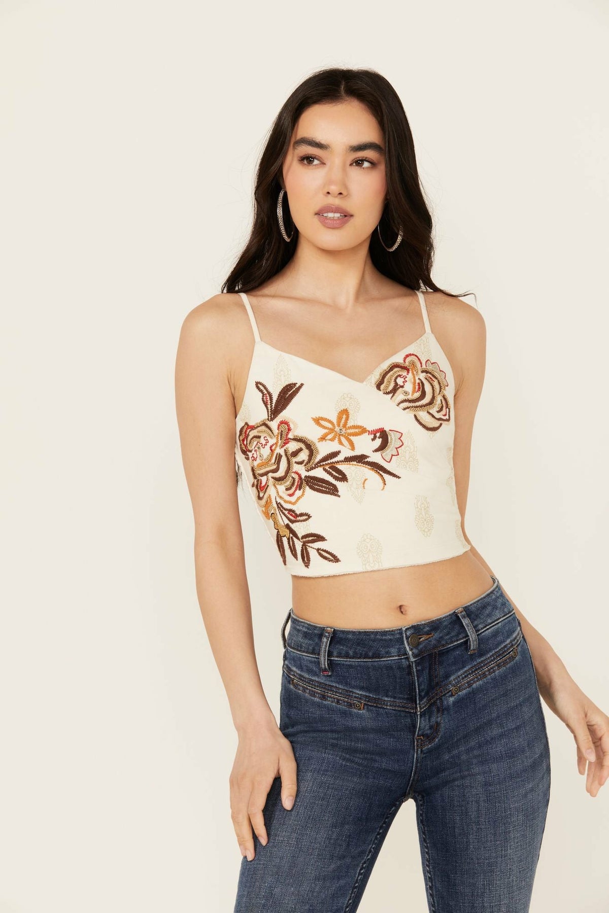 Jessamine Embroidered Beaded Crop Top