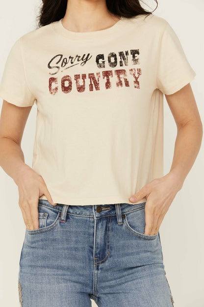 Sorry Gone Country Short Sleeve Cropped Graphic Tee