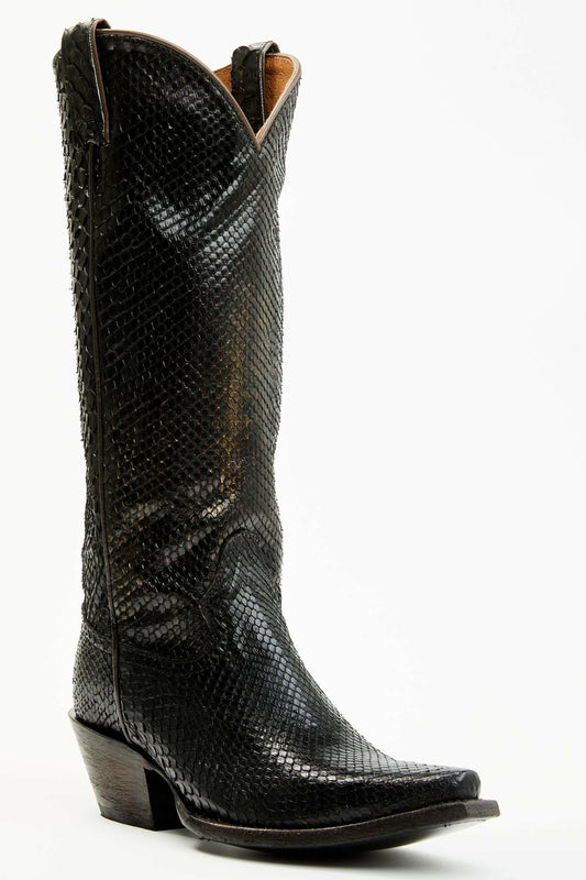 Slay Black Python Tall Western Boots - Snip Toe