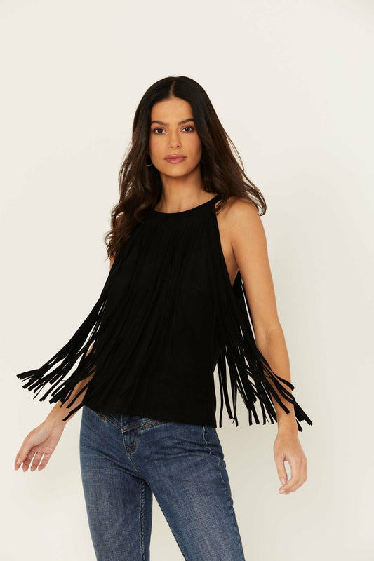 Madie Faux Suede Fringe Tank