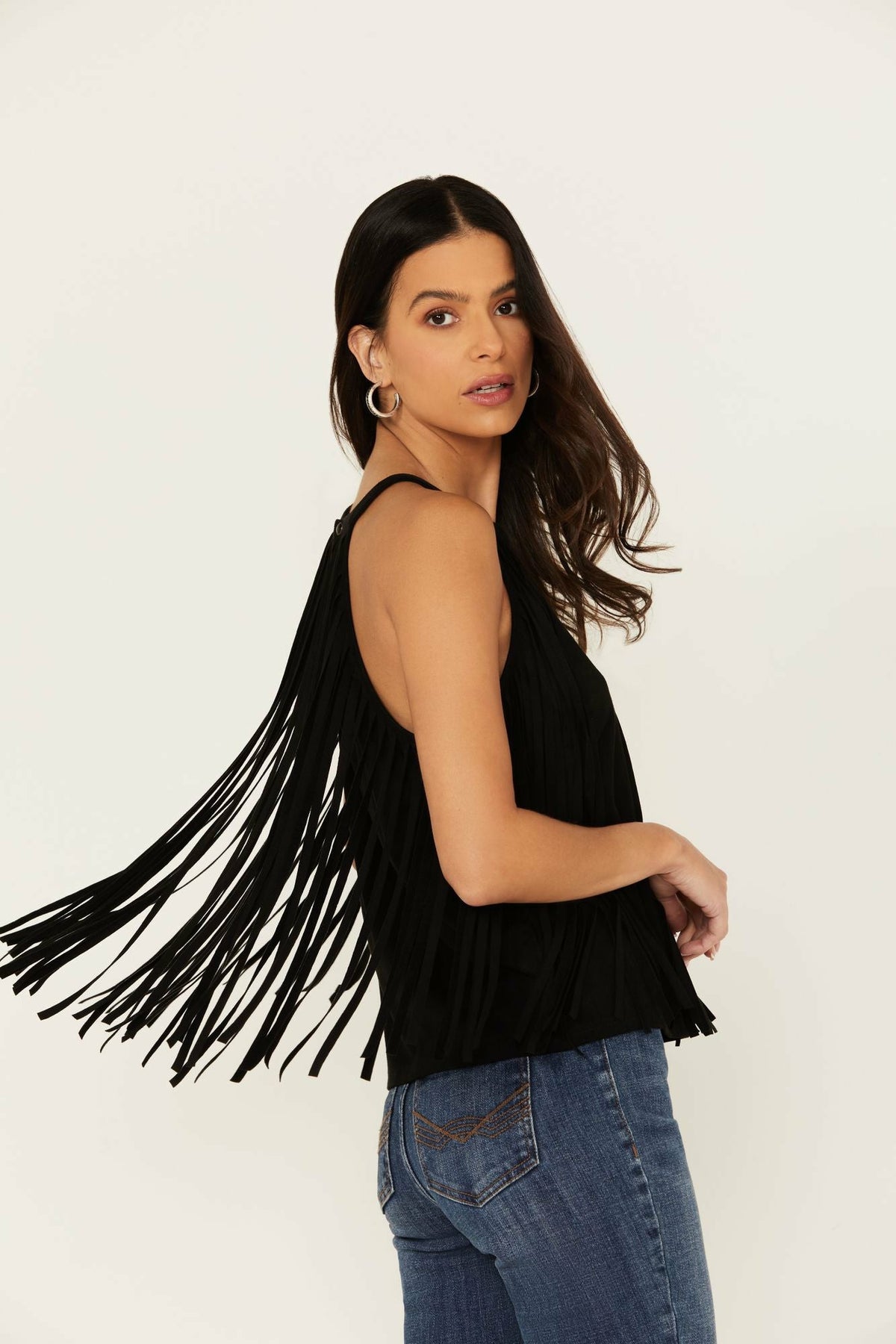 Madie Faux Suede Fringe Tank