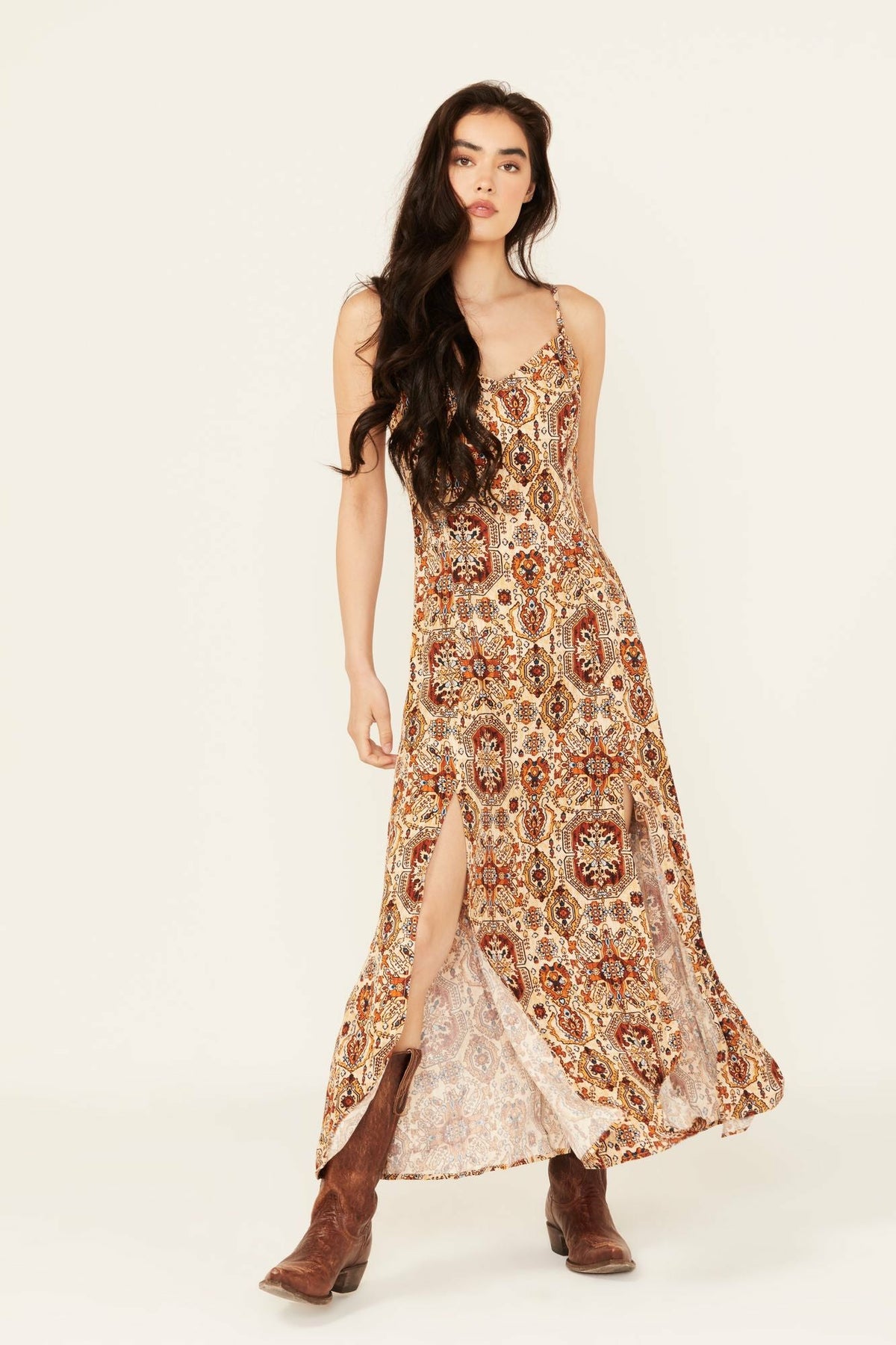 Roxanne Tapestry Print Sleeveless Maxi Dress