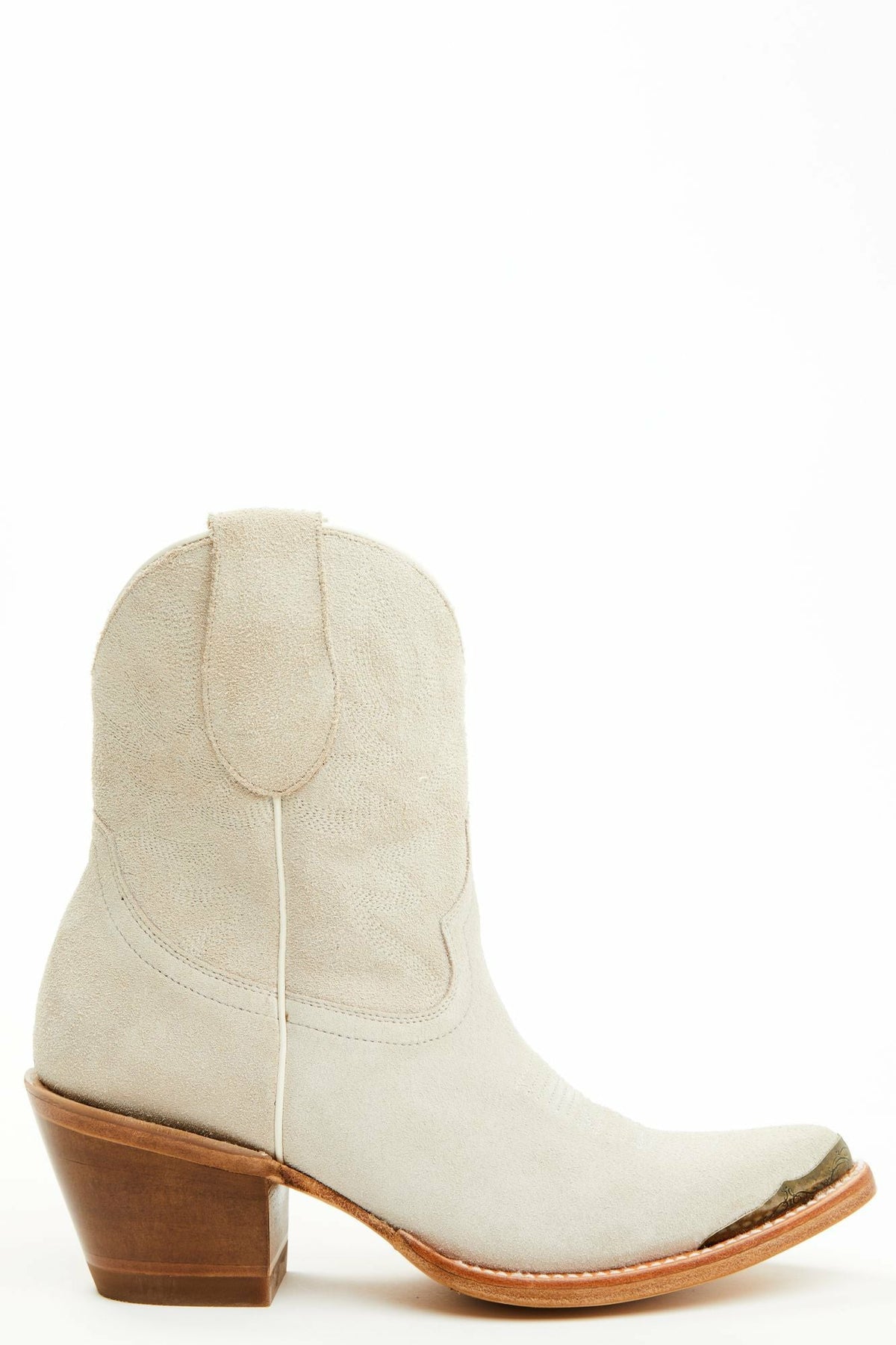 Wheels Ivory Suede Western Booties - Round Toe