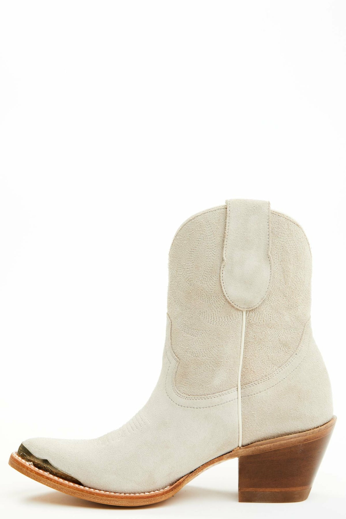 Wheels Ivory Suede Western Booties - Round Toe