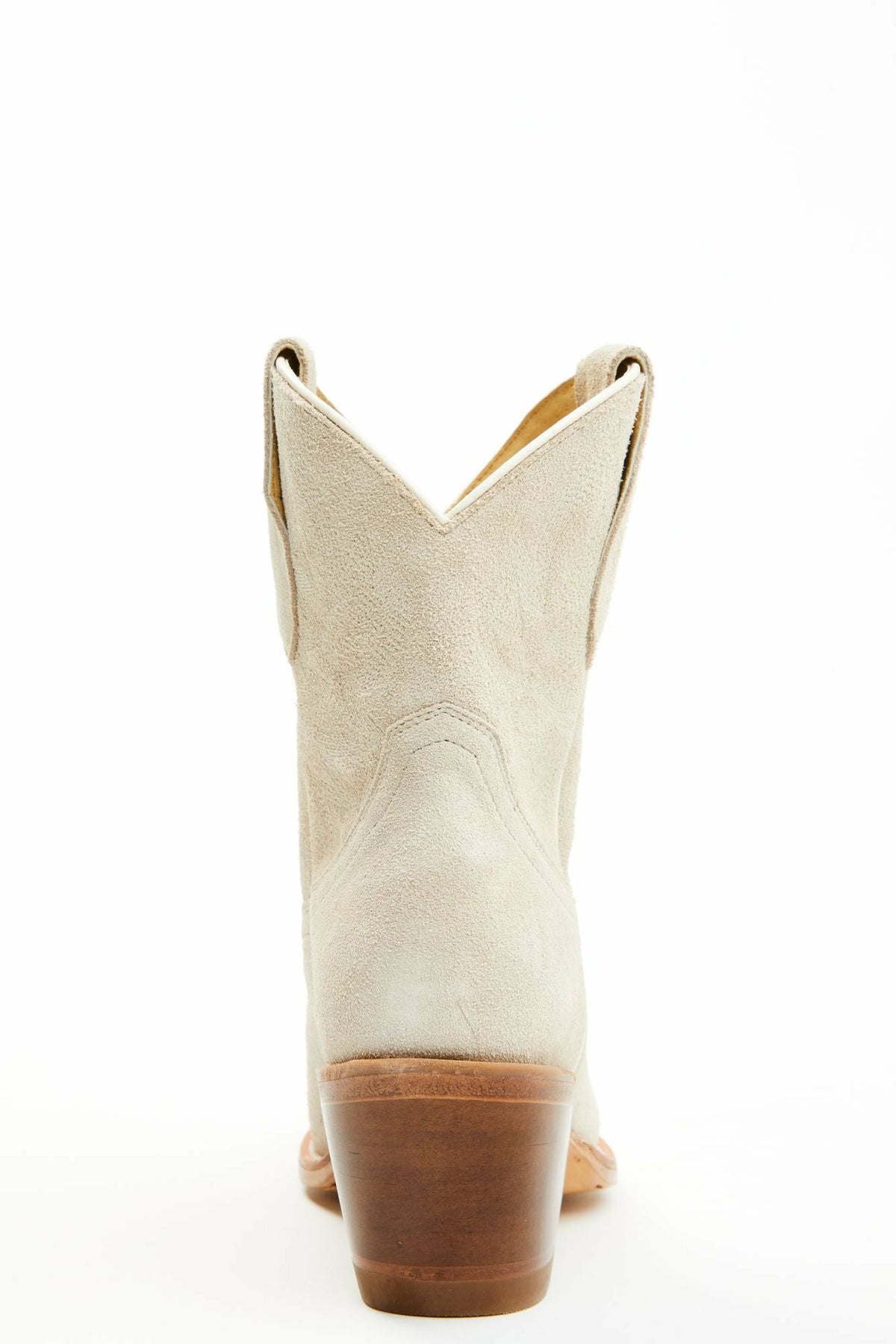 Wheels Ivory Suede Western Booties - Round Toe