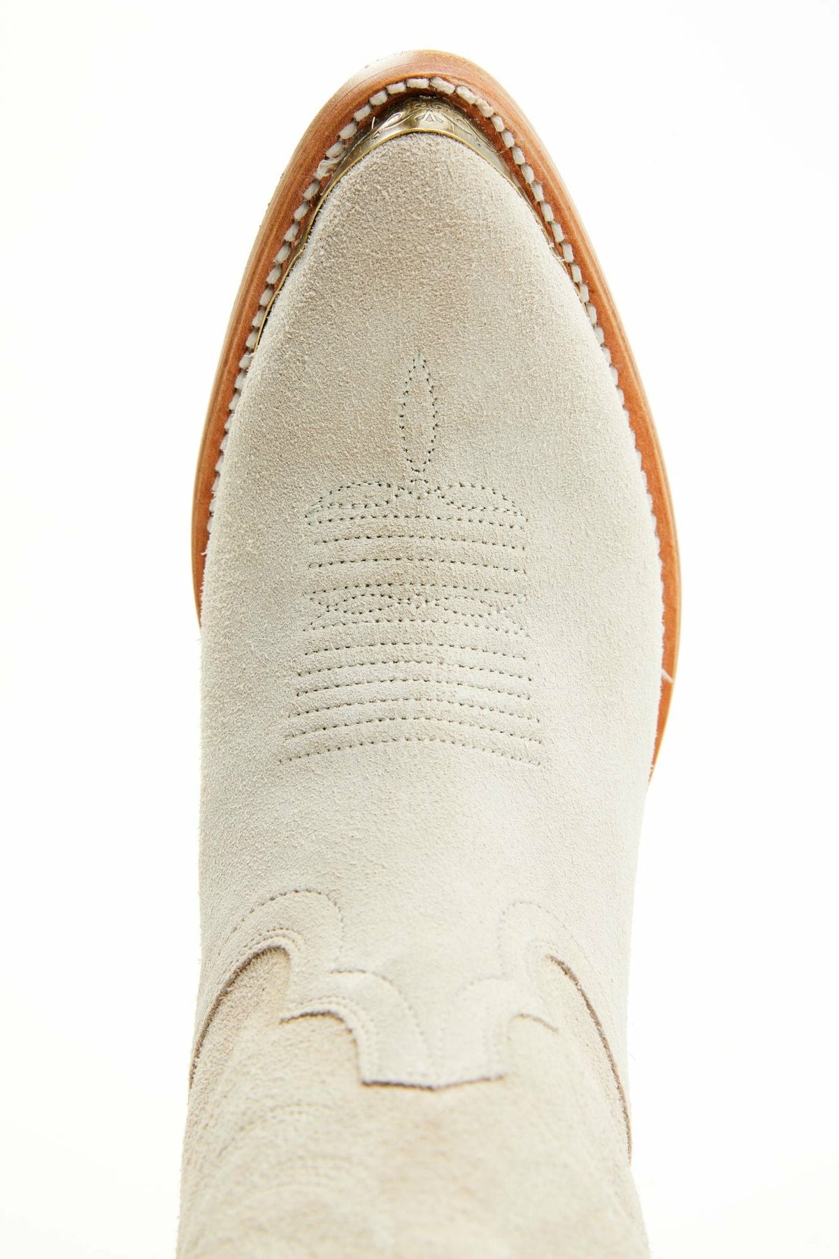 Wheels Ivory Suede Western Booties - Round Toe