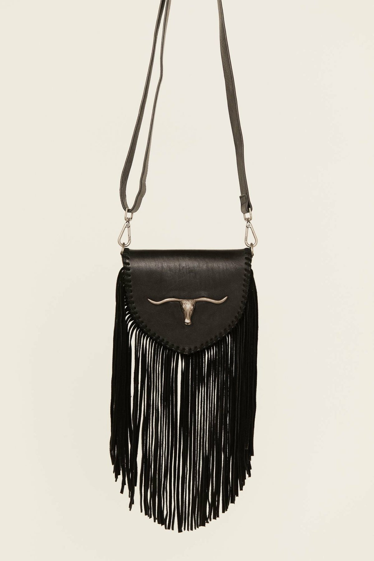 Esperanza Longhorn Leather Fringe Crossbody Bag