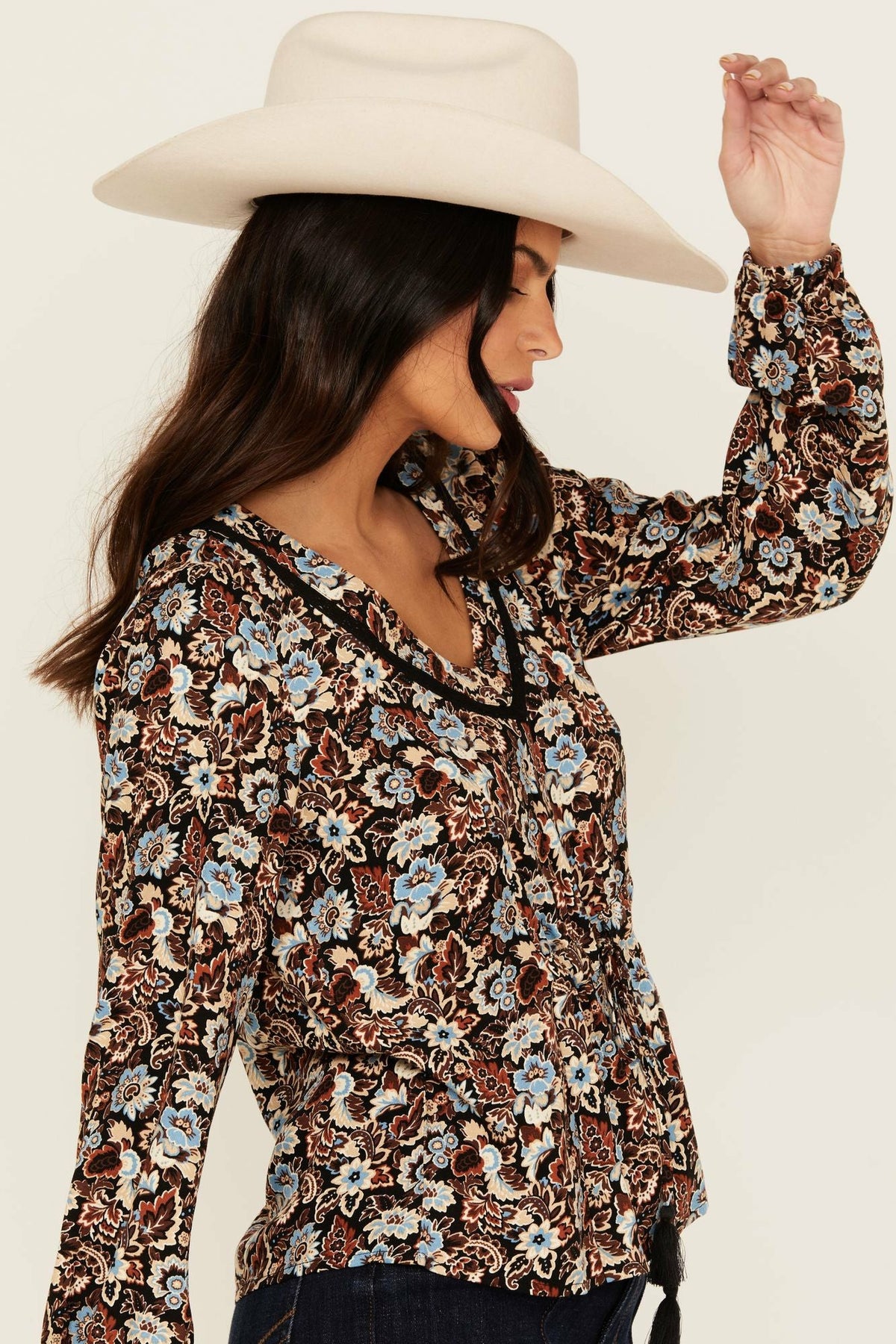 Romance Floral Print Long Sleeve Top