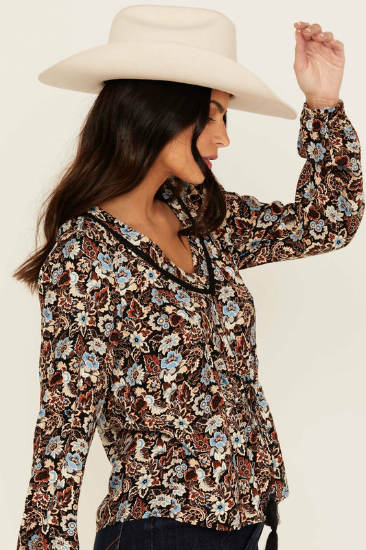 Romance Floral Print Long Sleeve Top