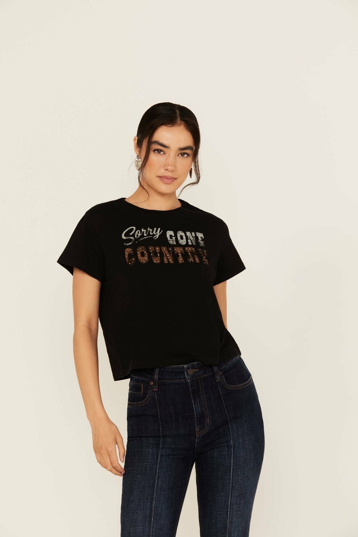 Sorry Gone Country Short Sleeve Cropped Graphic Tee