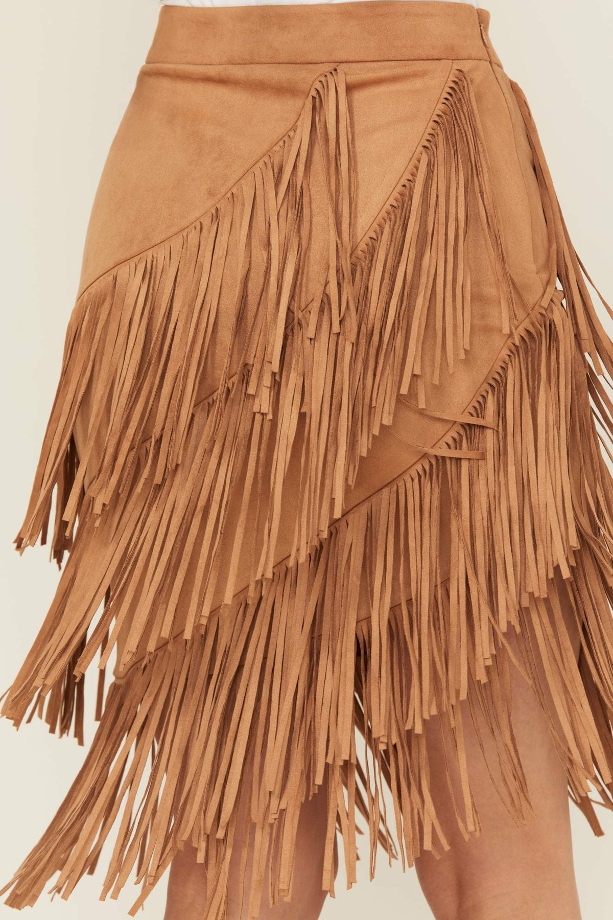 Tina Faux Suede Fringe Mini Skirt