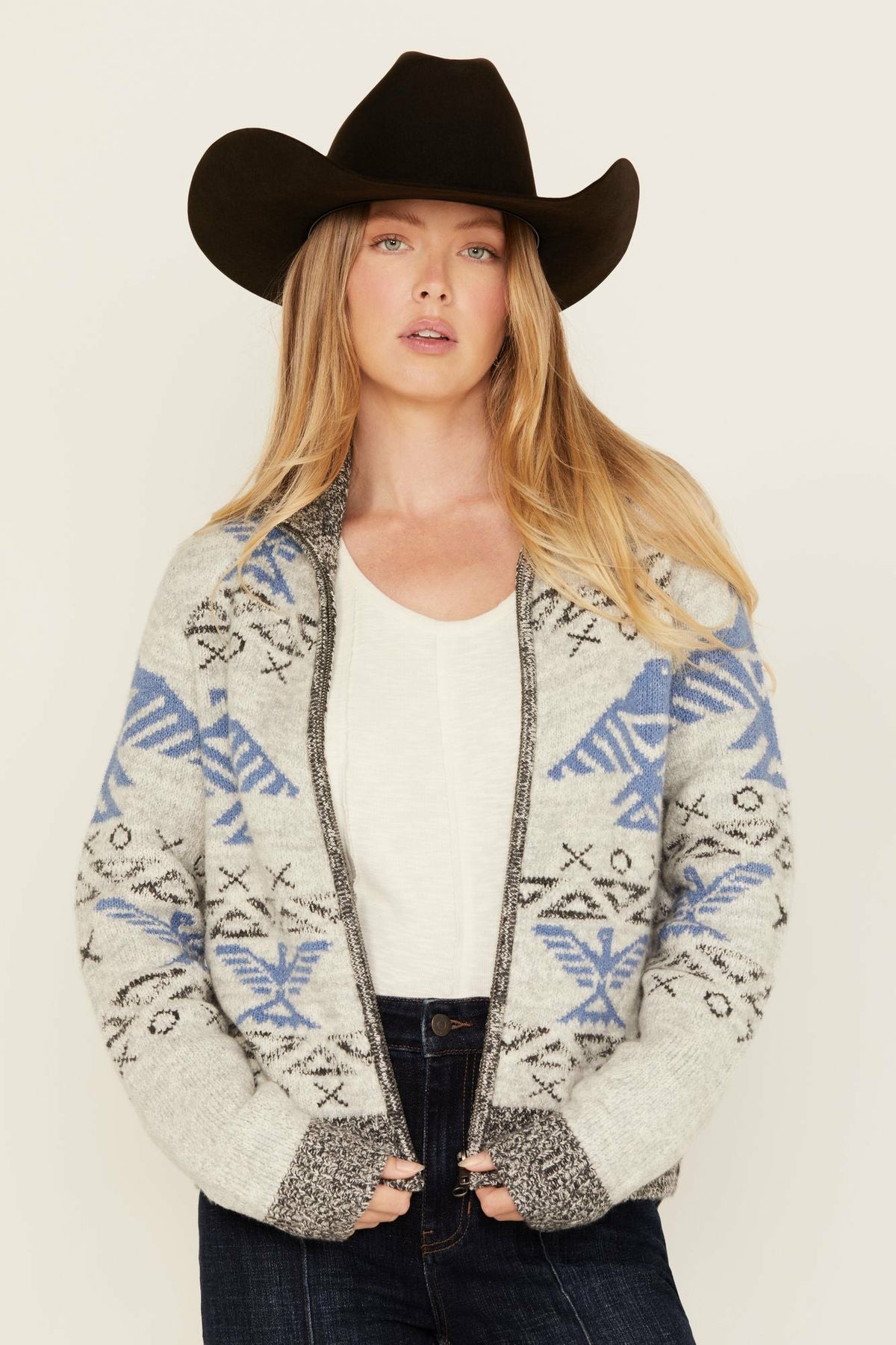 Lyle Thunderbird Zip Front Knit Sweater