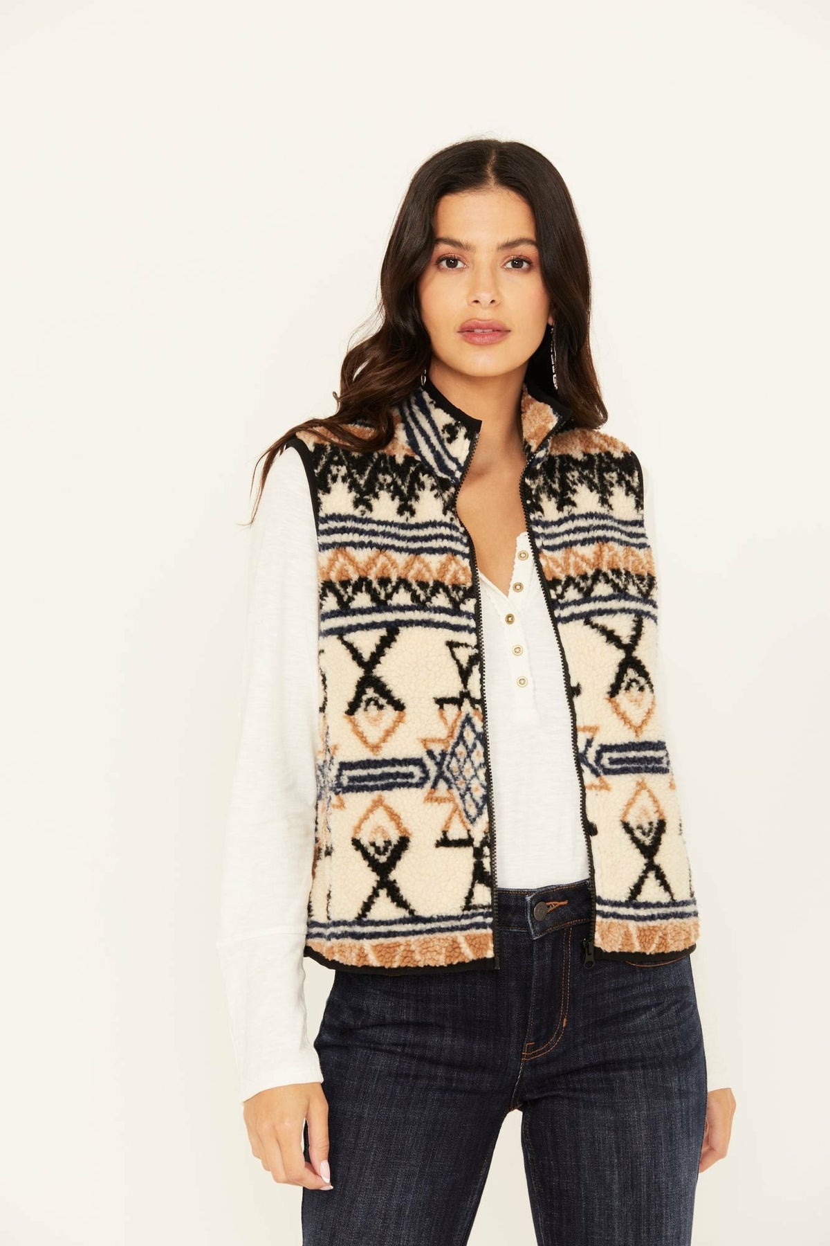 Kipling Southwestern Print Sherpa Vest