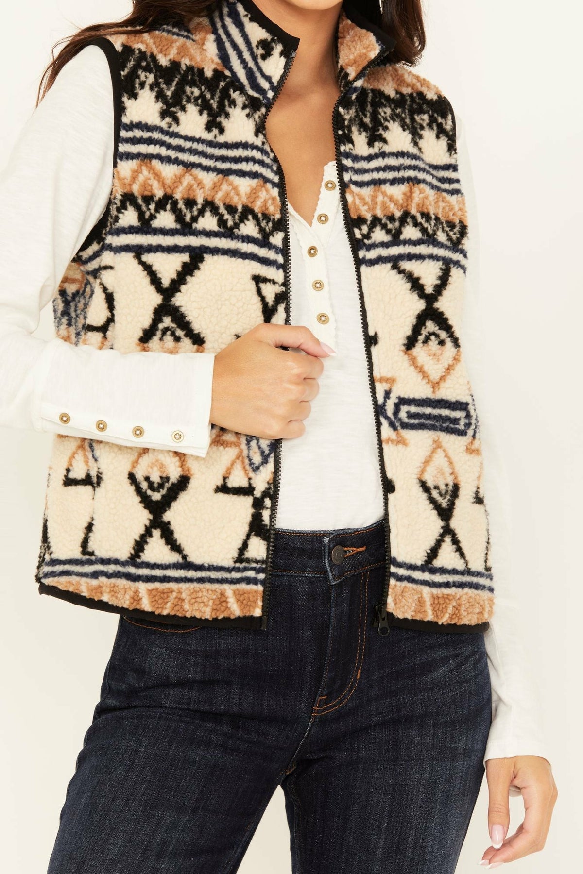 Kipling Southwestern Print Sherpa Vest