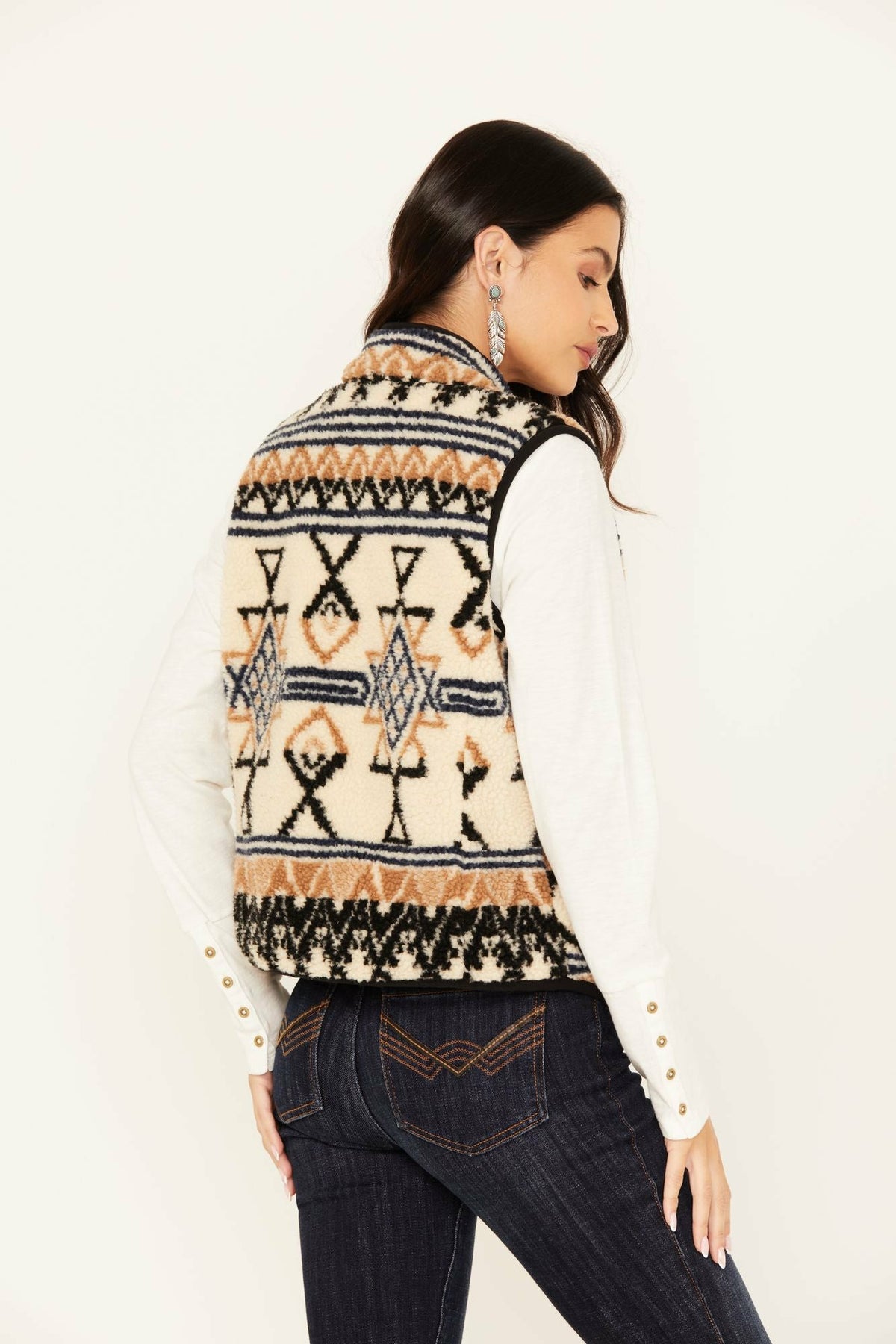 Kipling Southwestern Print Sherpa Vest