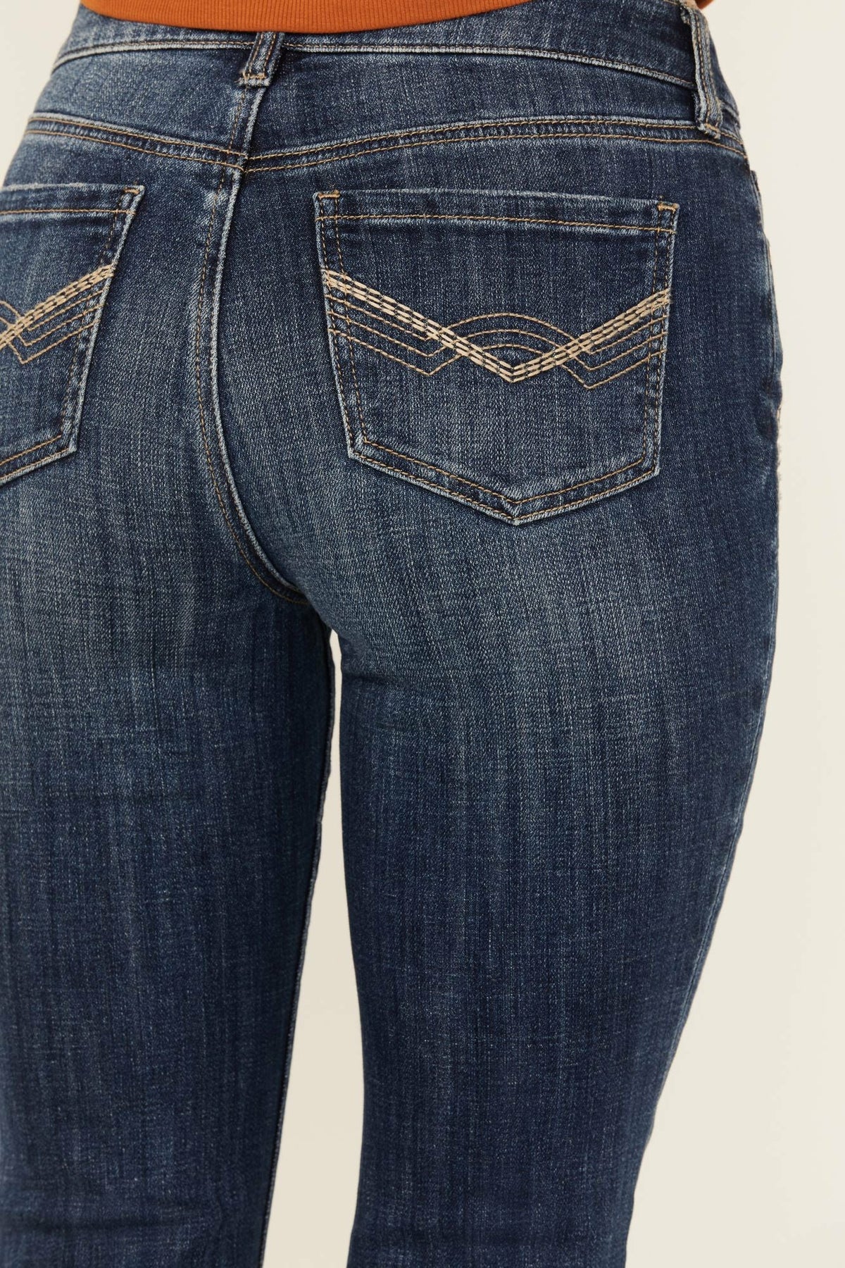 Vistaview Medium Wash Embroidered Flare Stretch Denim Jeans