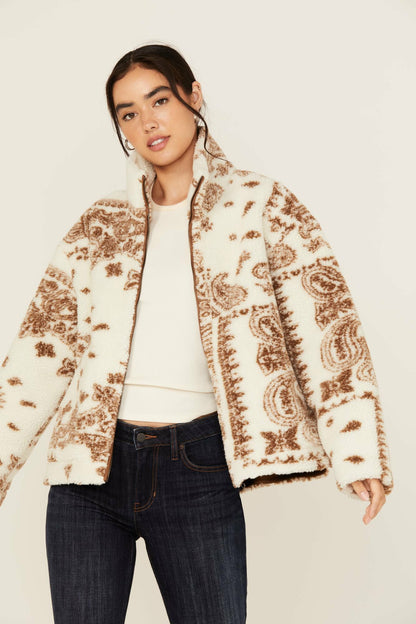 Casey Reversible Faux Suede and Sherpa Zip-Up Jacket
