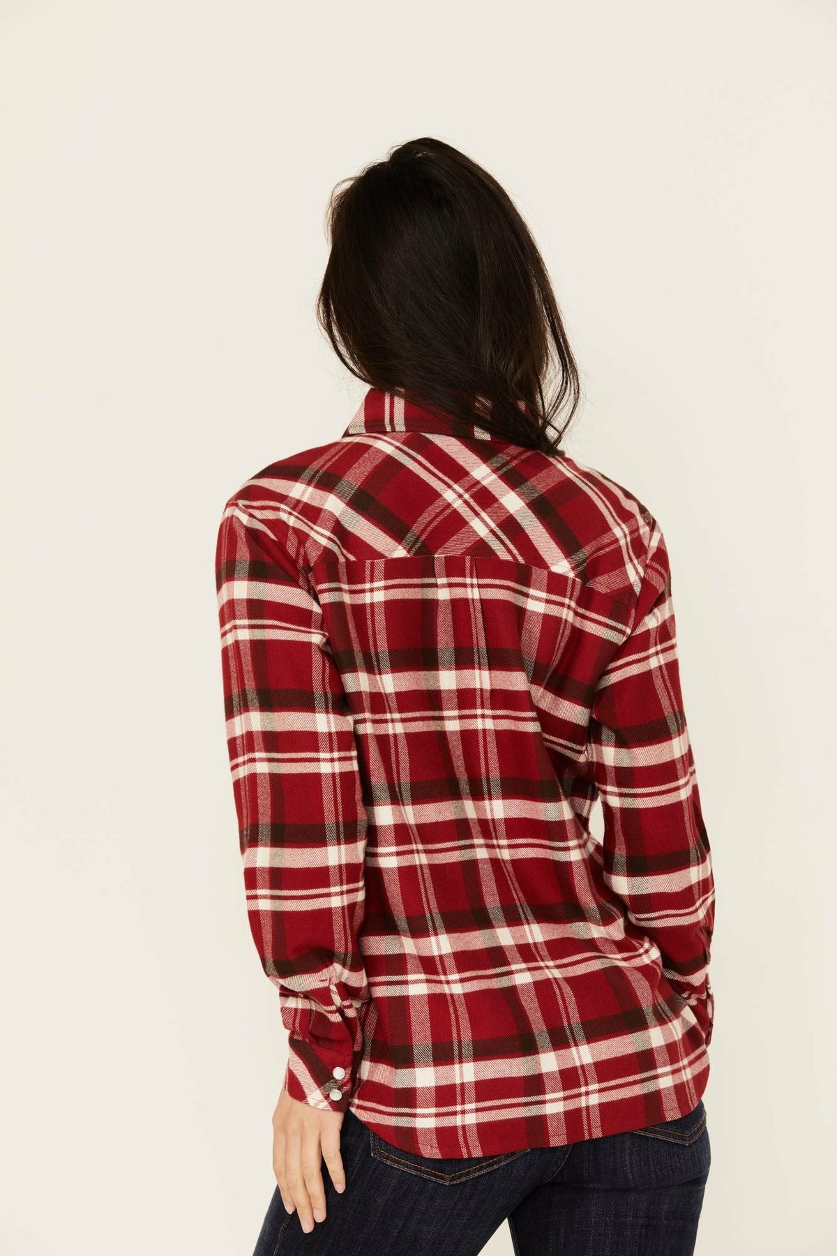 Flannel Plaid Print Long Sleeve Snap Shirt